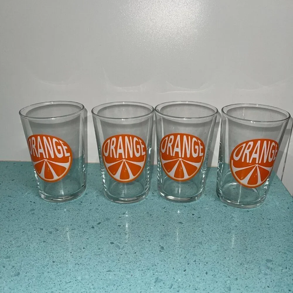 Luminarc Mcm Vintage Glass Set of 4 Orange Slice Juice